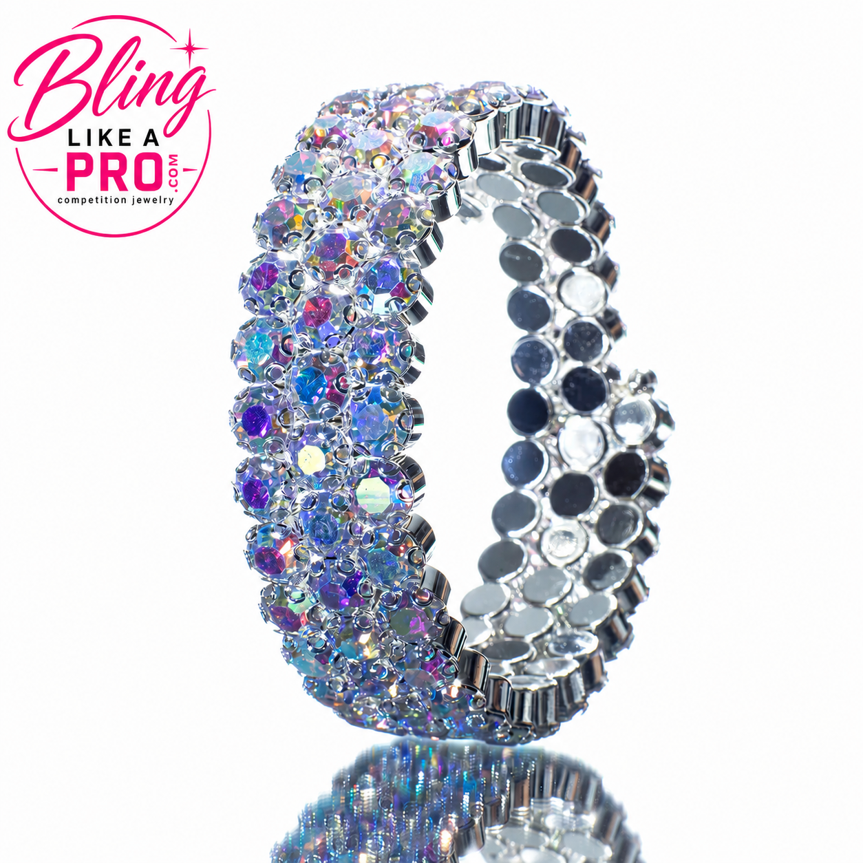 3 Row AB Rhinestone Competition Bracelet