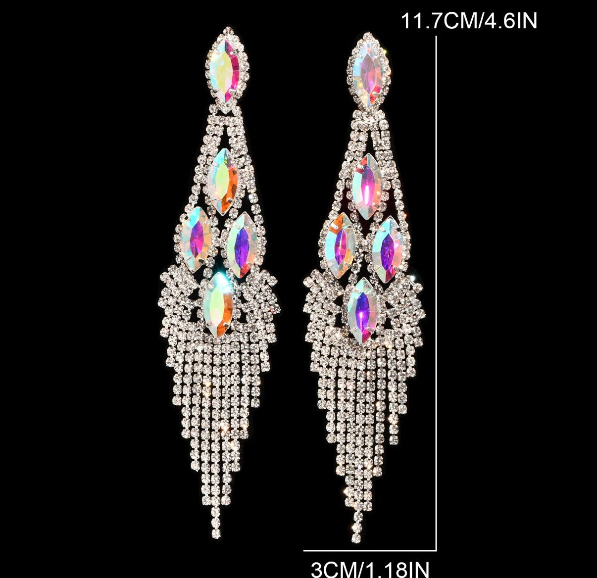 AB Rhinestone Tassel Competition Earrings