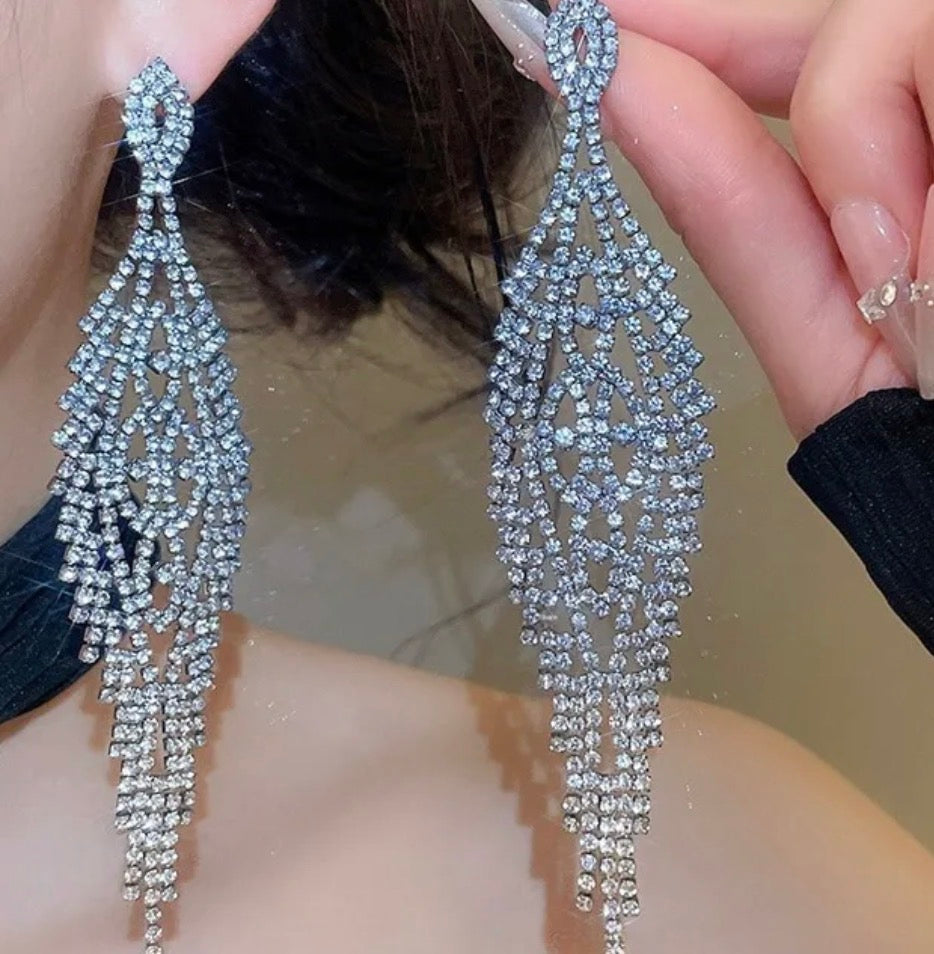 Tassel Diamond Shape Competition Earrings