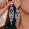 Silver Glam Tassel Competition Jewelry Earrings