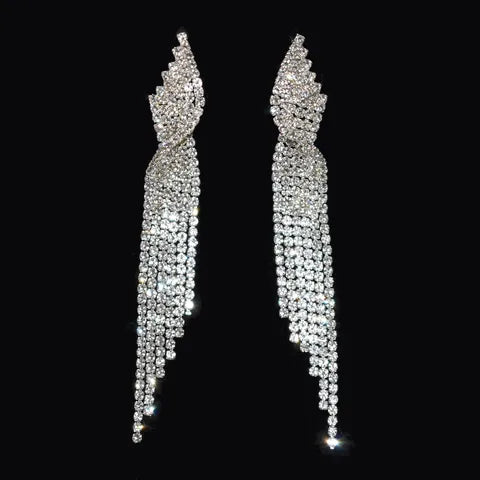 Silver Tassel Competition Jewelry Earrings