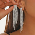 Rhinestone Glam Tassel Competition Jewelry Earrings