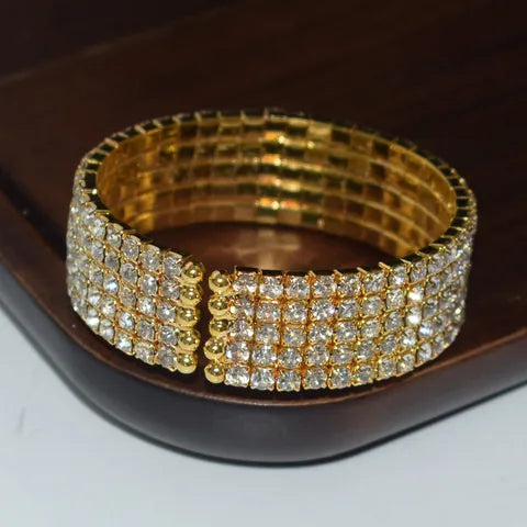 5 Row Gold Rhinestone Competition Bracelet