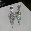 Silver Tassel Competition Jewelry Earrings