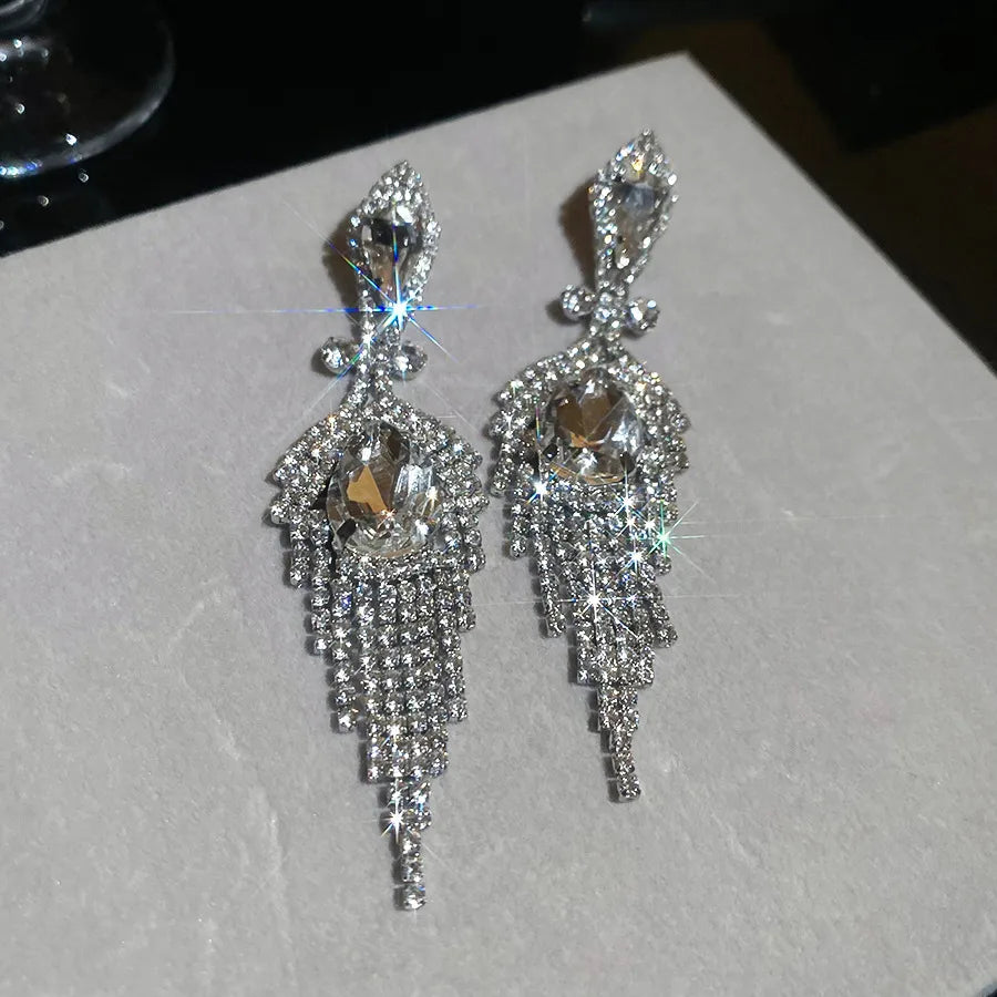 Silver Tassel Competition Jewelry Earrings