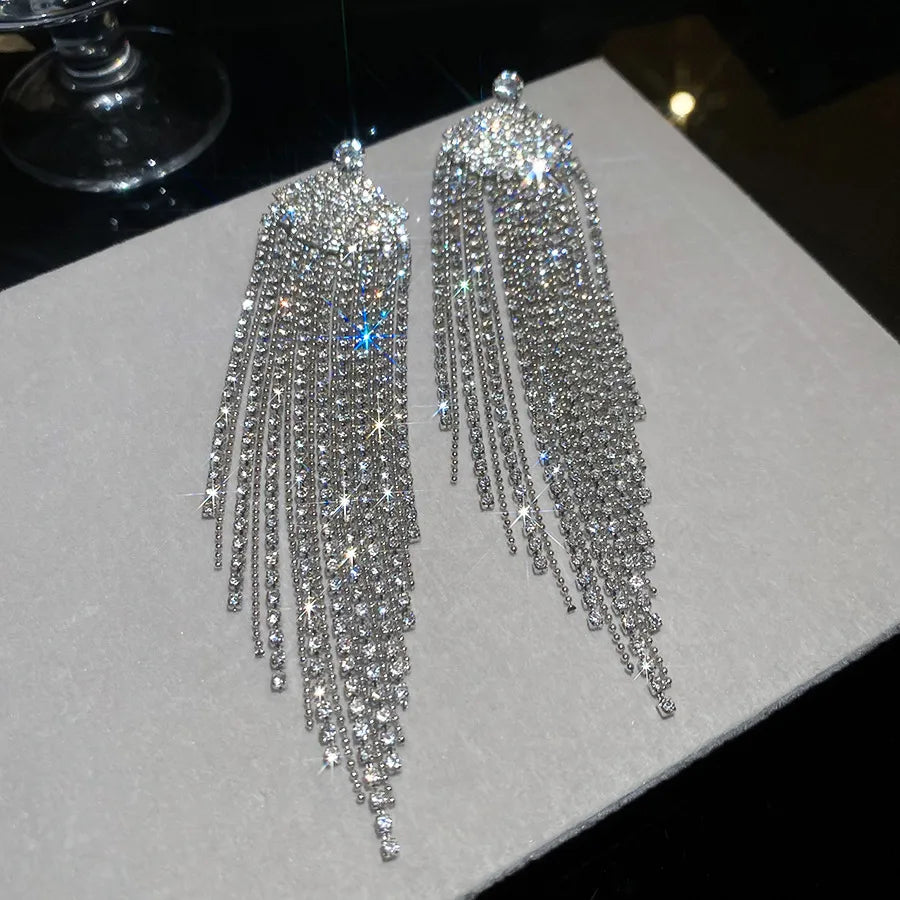 Silver Long Competition Jewelry Earrings